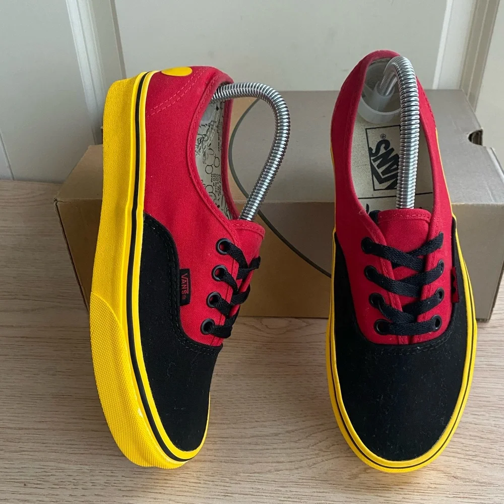 Vans X Disney 90th Anniversary Mickey Mouse Red Yellow Authentic Size M 6- W 7.5 - Picture 11 of 13